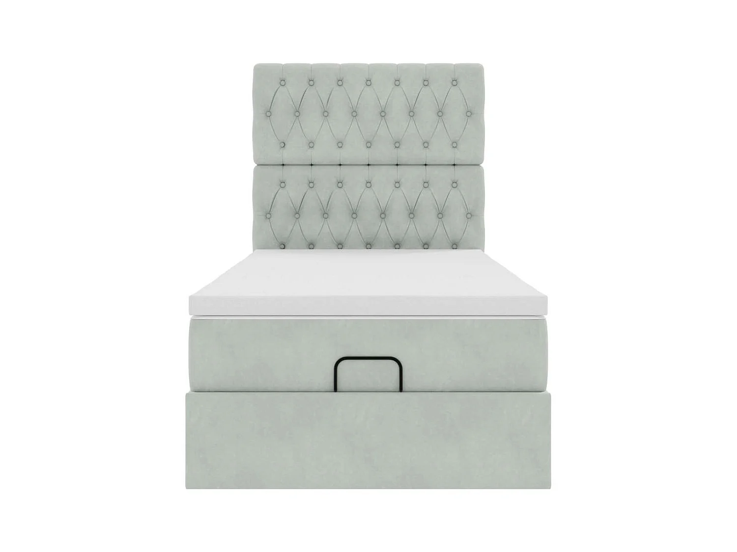 Cadre de lit ottoman avec matelas gris clair 80x200 cm velours