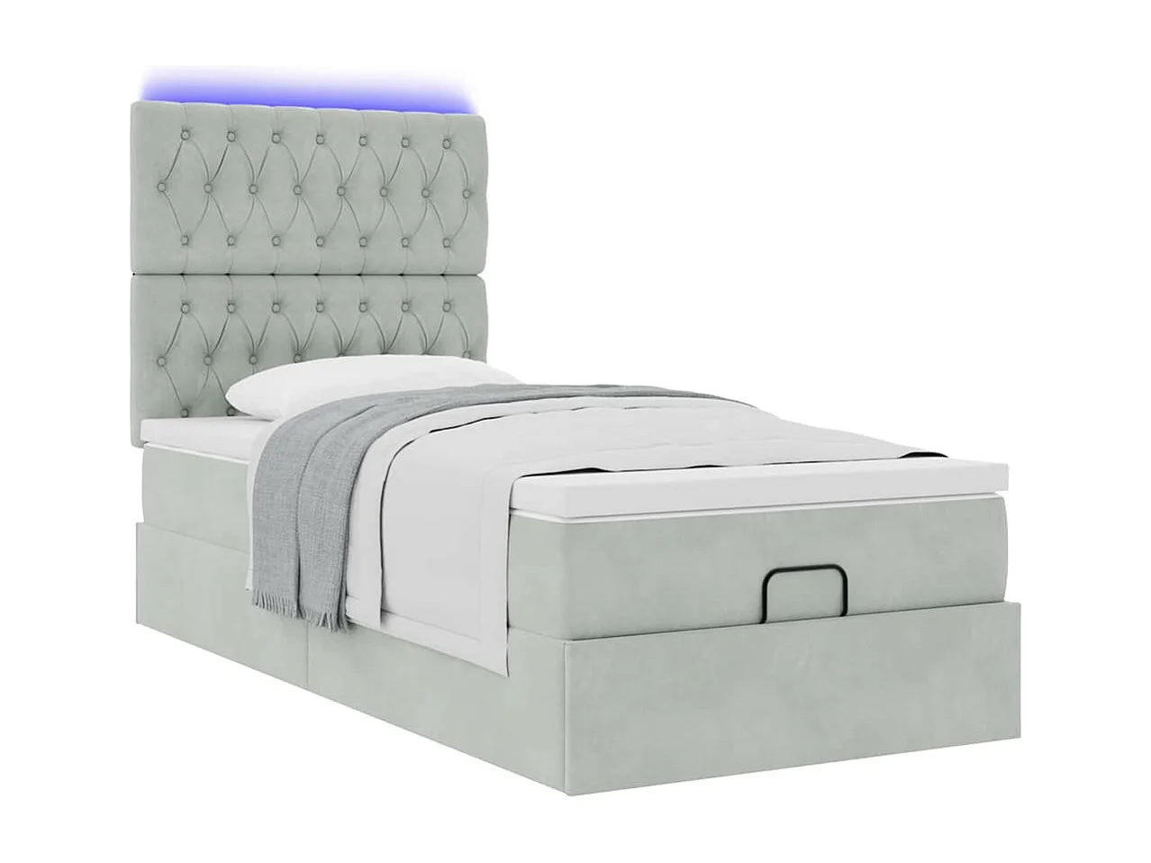 Cadre de lit ottoman avec matelas gris clair 80x200 cm velours