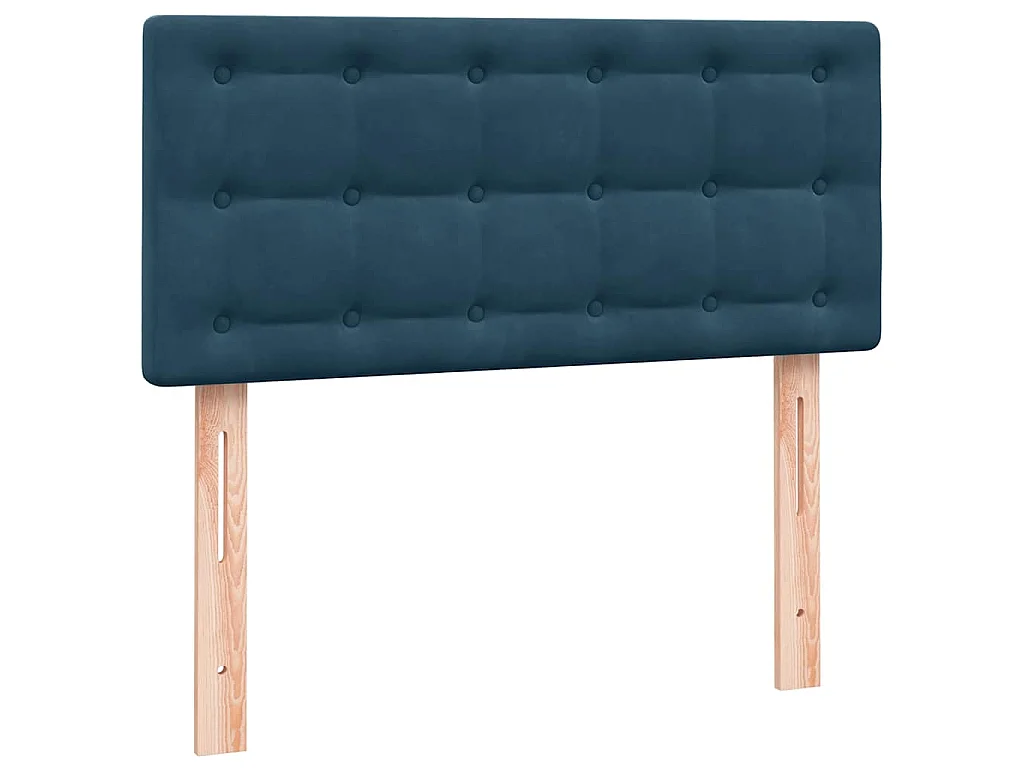 Cama box spring con colchón terciopelo azul oscuro 80x220 cm