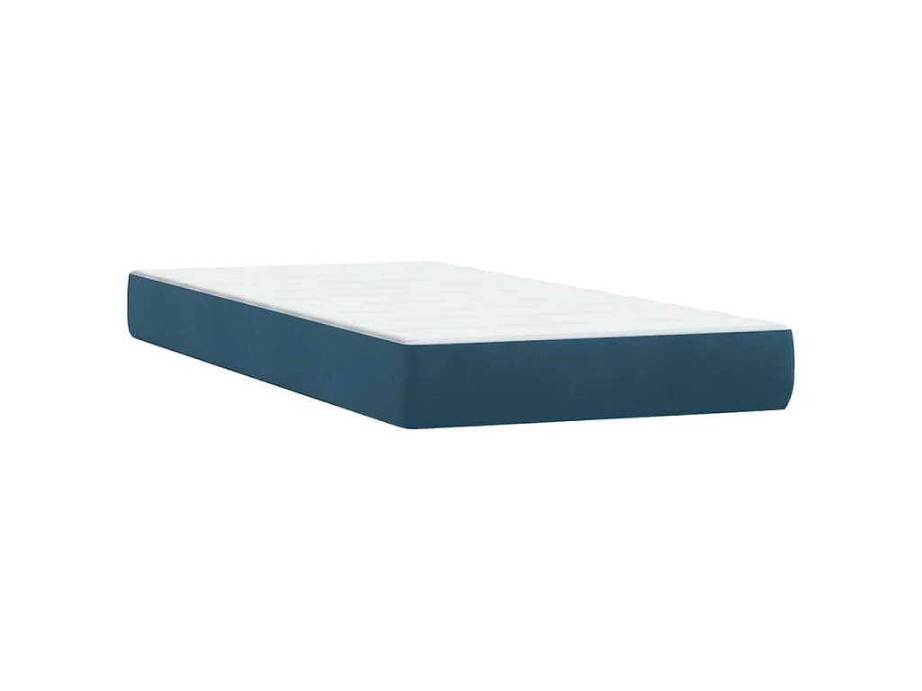 Cama box spring con colchón terciopelo azul oscuro 80x220 cm