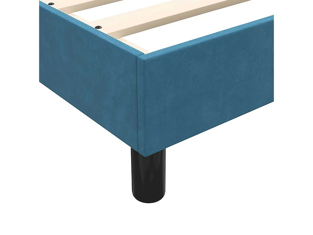 Cama box spring con colchón terciopelo azul oscuro 80x220 cm