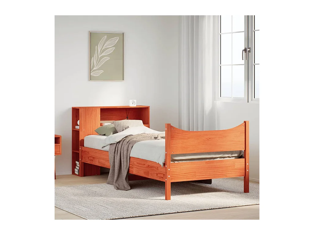 Cadre de lit sans matelas cire marron 75x190 cm bois pin massif