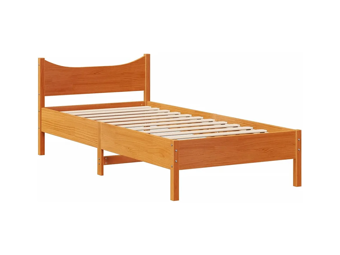 Cadre de lit sans matelas cire marron 75x190 cm bois pin massif
