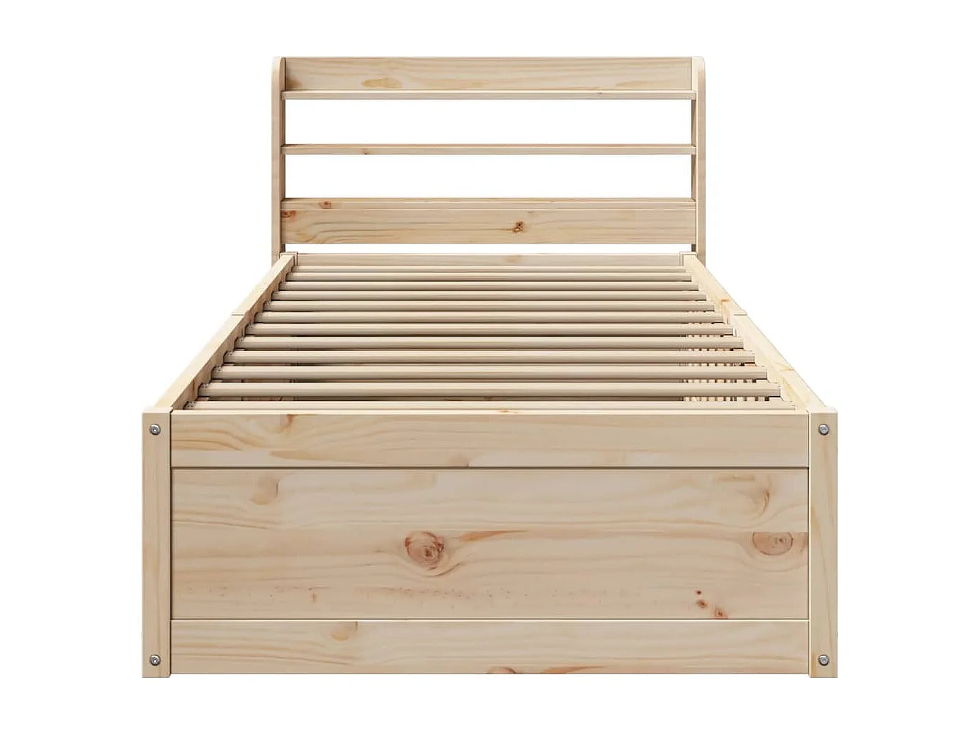 Bedframe met hoofdbord massief grenenhout 75x190 cm