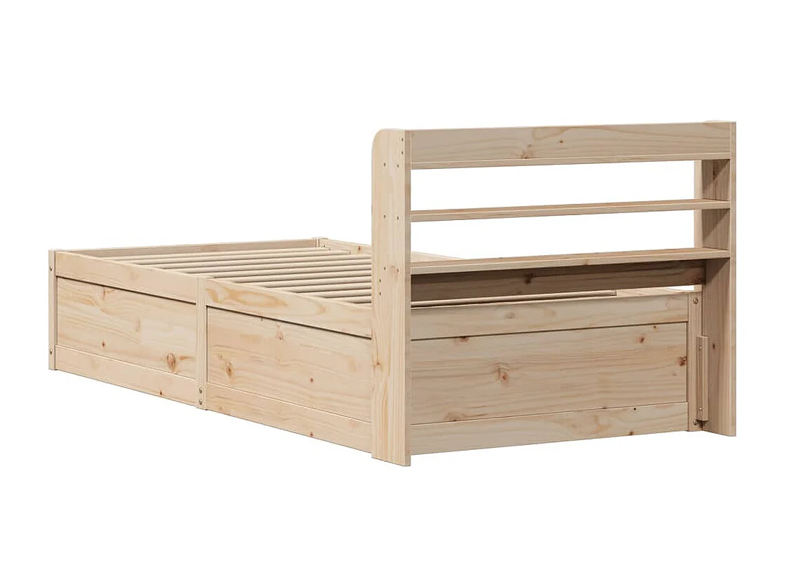Bedframe met hoofdbord massief grenenhout 75x190 cm