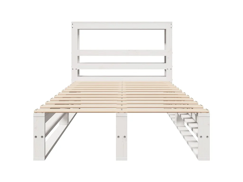 Letto senza Materasso Bianco 75x190 in Legno Massello di Pino