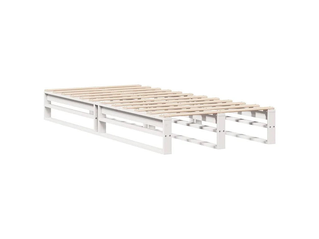 Letto senza Materasso Bianco 75x190 in Legno Massello di Pino