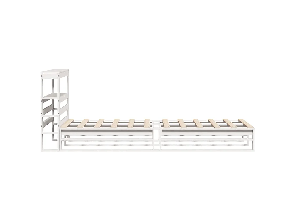 Letto senza Materasso Bianco 75x190 in Legno Massello di Pino