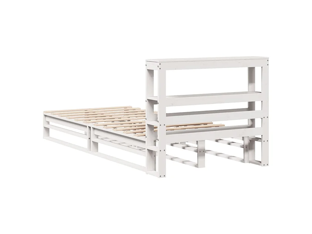 Letto senza Materasso Bianco 75x190 in Legno Massello di Pino
