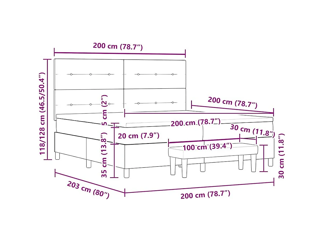 Boxspringbett mit Matratze Hellgrau 200 x 200 cm Stoff