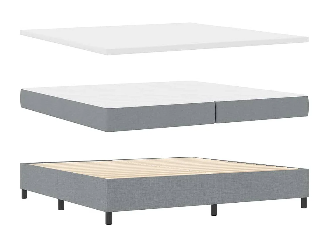 Boxspringbett mit Kopfteil Hellgrau 200 x 200 cm Stoff