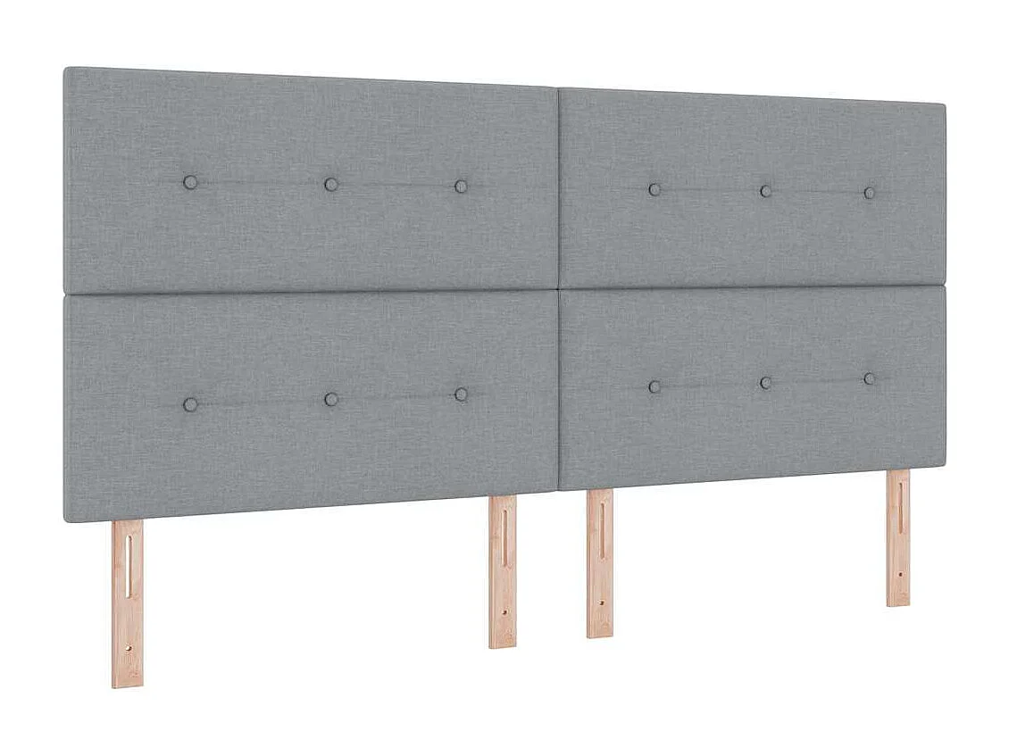 Boxspringbett mit Kopfteil Hellgrau 200 x 200 cm Stoff
