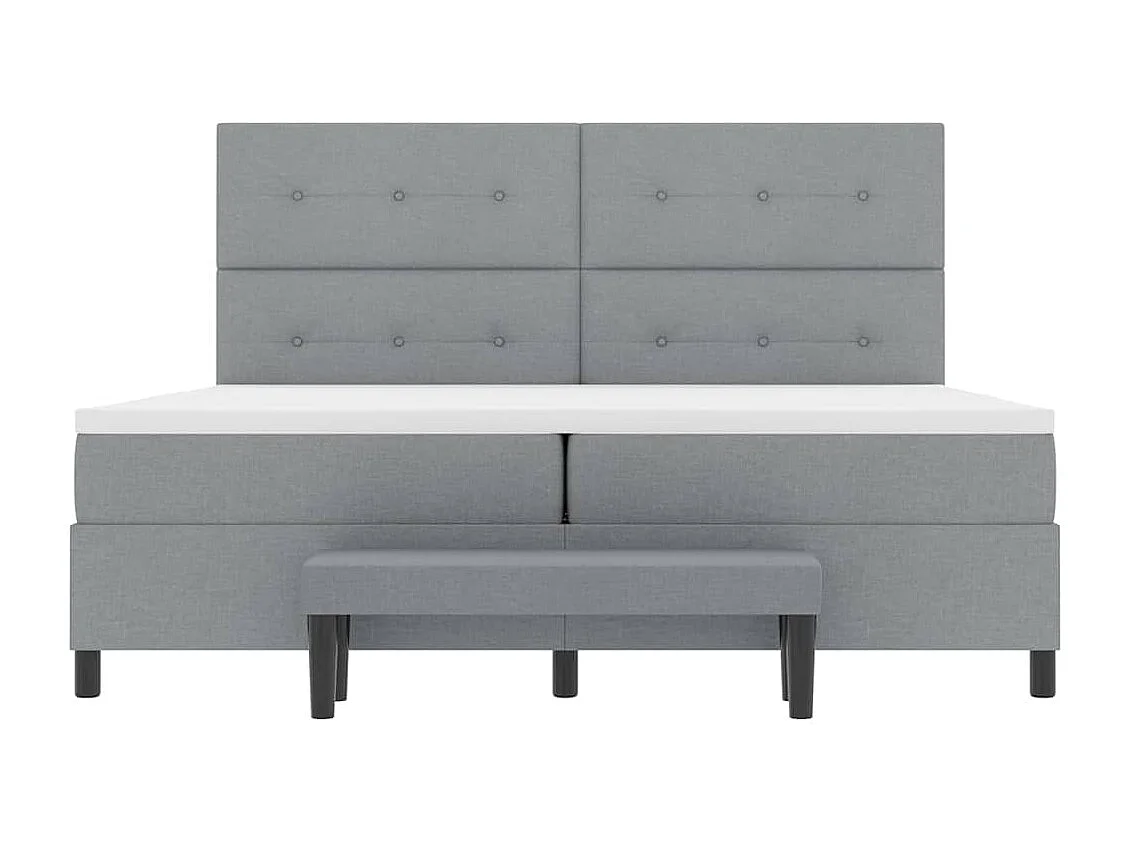 Boxspringbett mit Kopfteil Hellgrau 200 x 200 cm Stoff