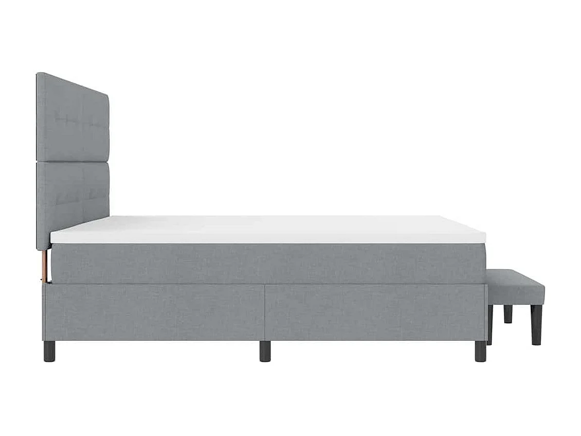 Boxspringbett mit Kopfteil Hellgrau 200 x 200 cm Stoff