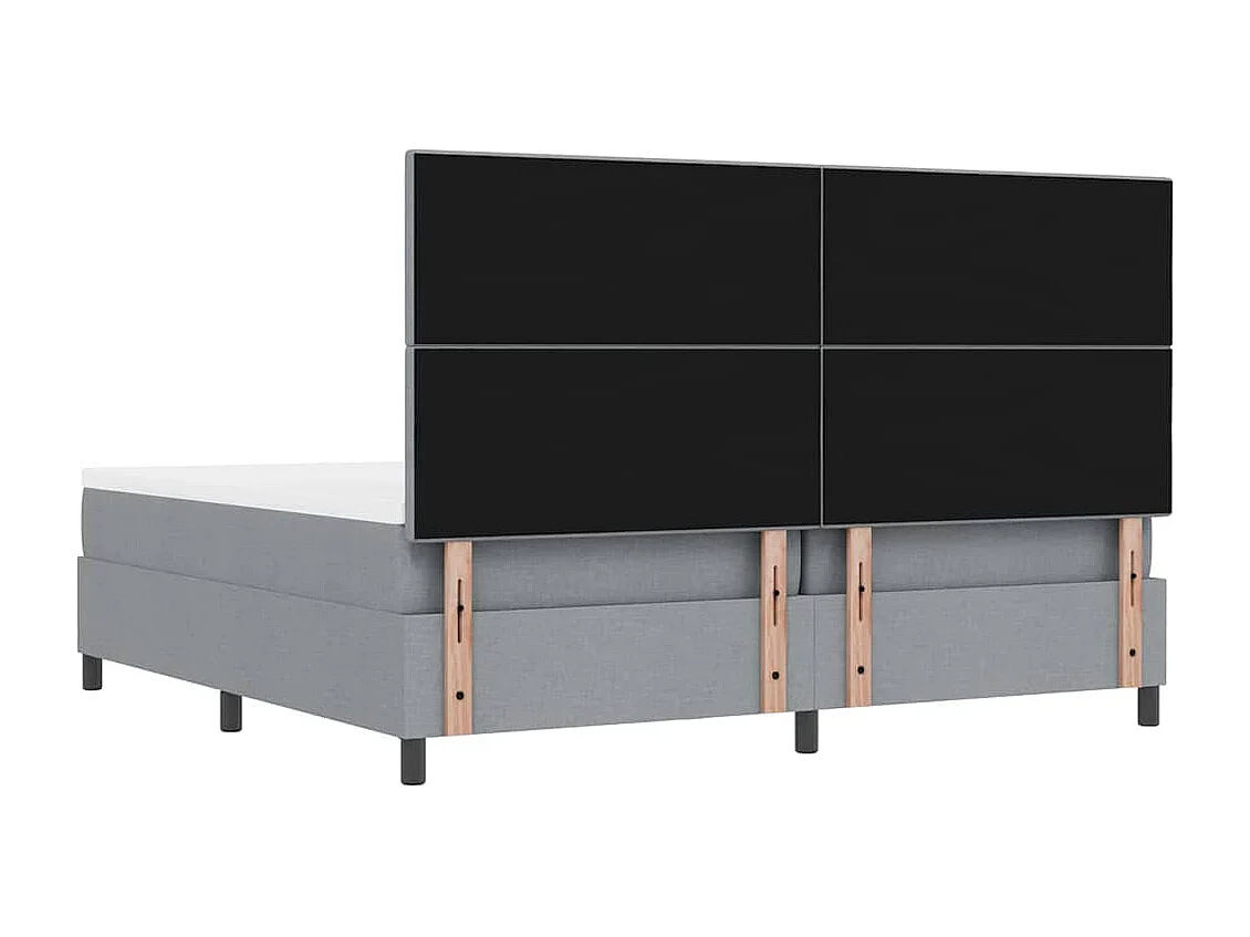 Boxspringbett mit Kopfteil Hellgrau 200 x 200 cm Stoff