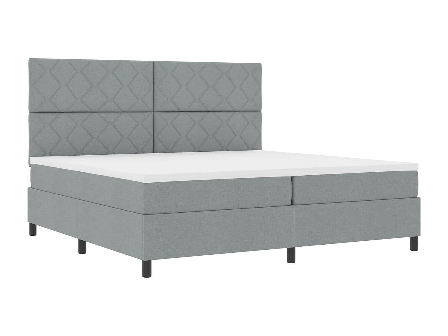 Lit à ressorts avec matelas Gris clair 200 x 200 cm tissu