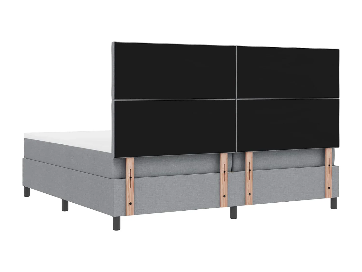 Lit à ressorts avec matelas Gris clair 200 x 200 cm tissu