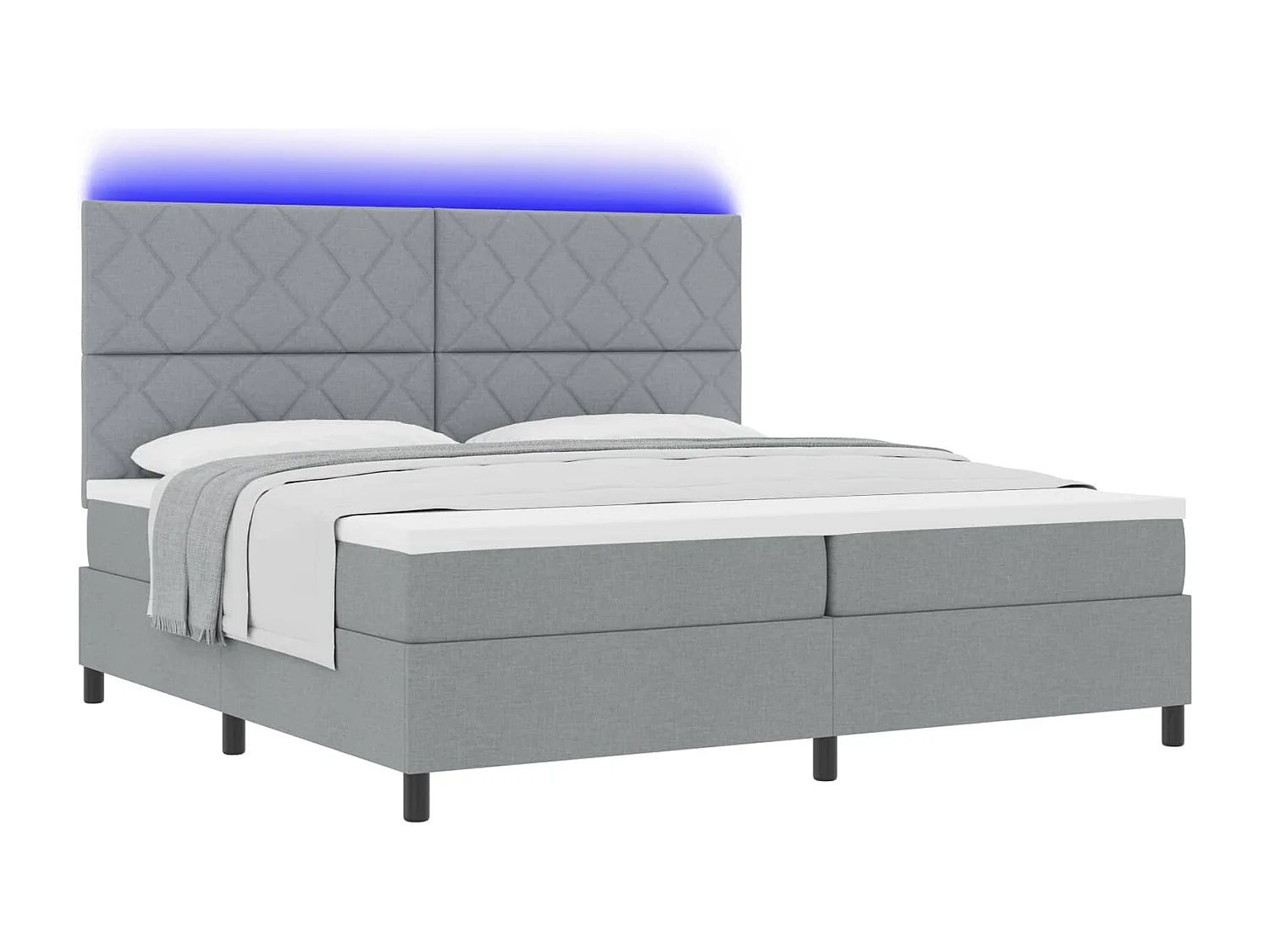 Letto a molle con materasso Grigio chiaro 200 x 200 cm Tessuto