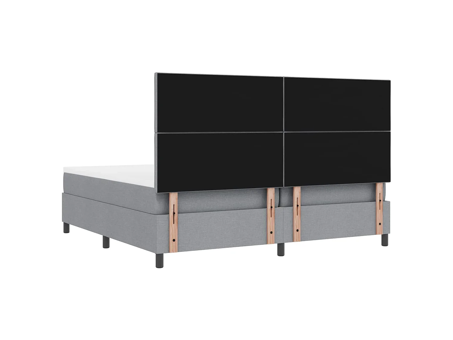 Lit à ressorts avec bandes LED Gris clair 200 x 200 cm tissu