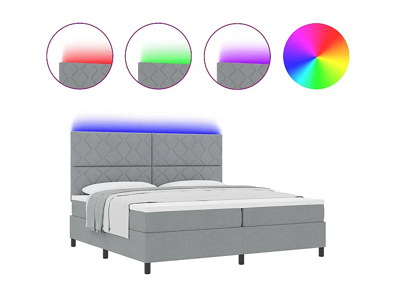 Letto a molle con materasso Grigio chiaro 200 x 200 cm Tessuto