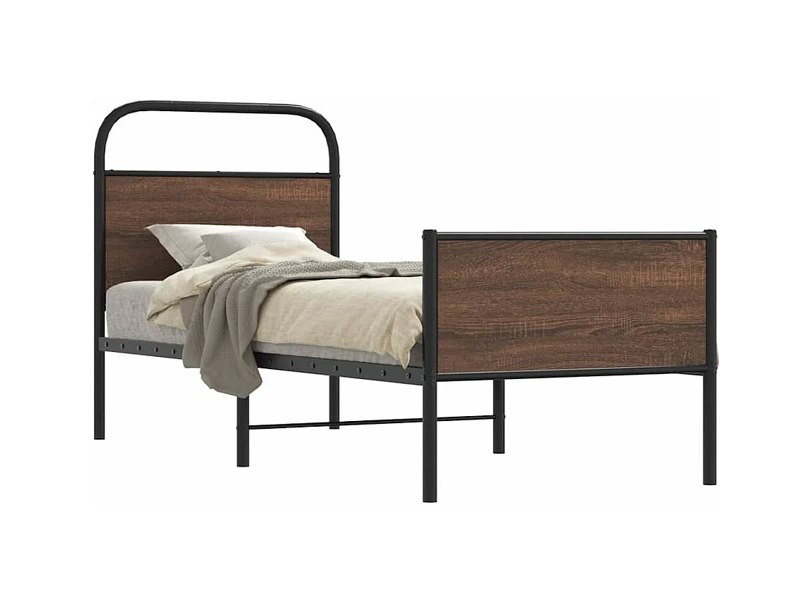 Estructura de cama sin colchón 75x190 cm madera marrón roble