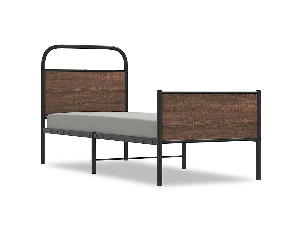 Cadre de lit sans matelas 75x190cm chêne marron bois ingénierie