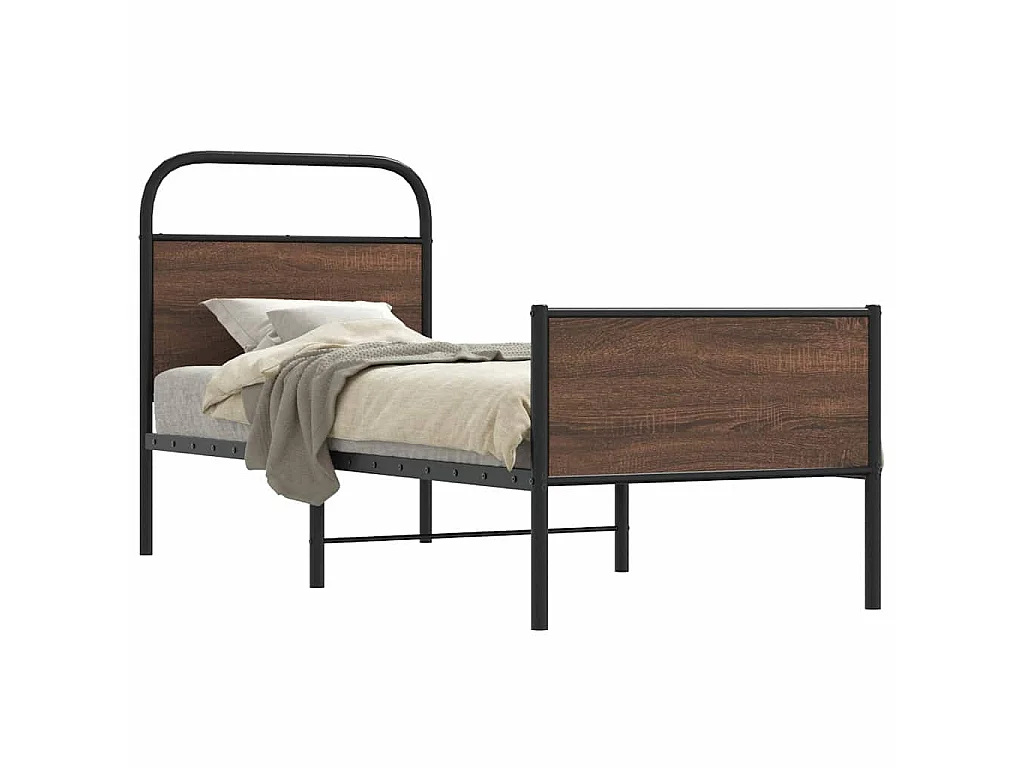 Cadre de lit sans matelas 75x190cm chêne marron bois ingénierie