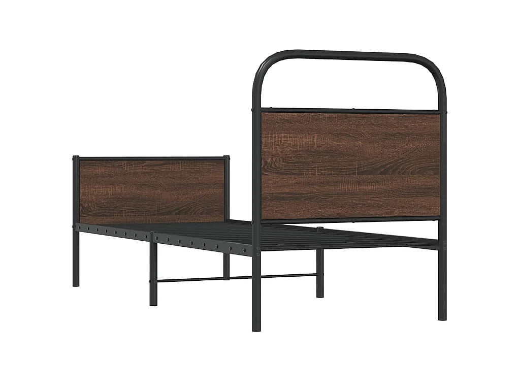 Cadre de lit sans matelas 75x190cm chêne marron bois ingénierie