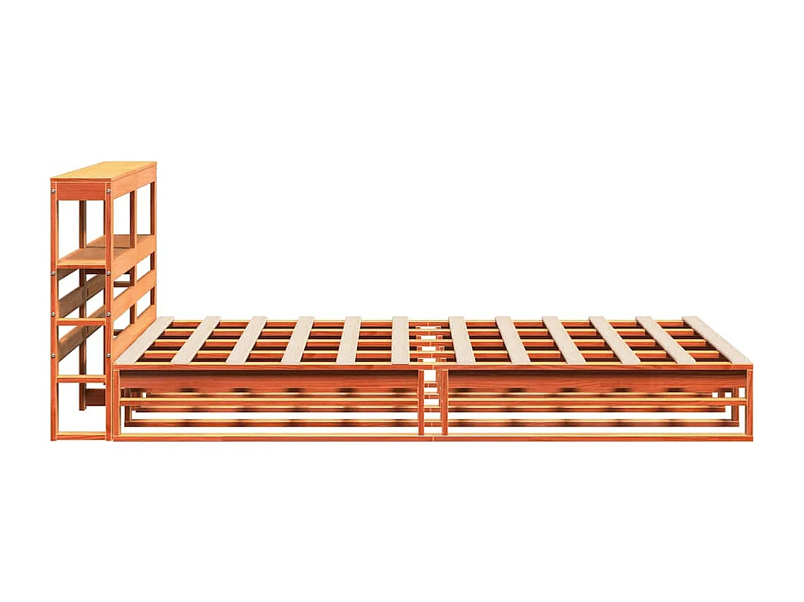 Cadre de lit sans matelas cire marron 135x190cm bois pin massif