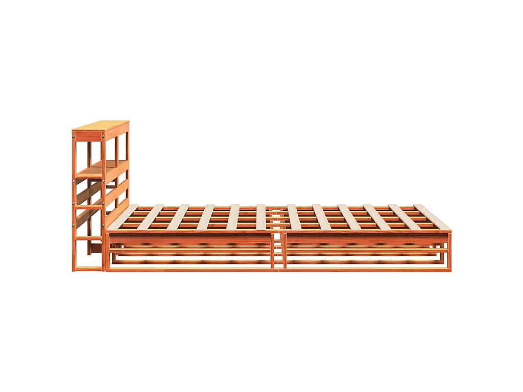 Cama sem colchão 135x190 cm madeira pinho maciça castanho-mel