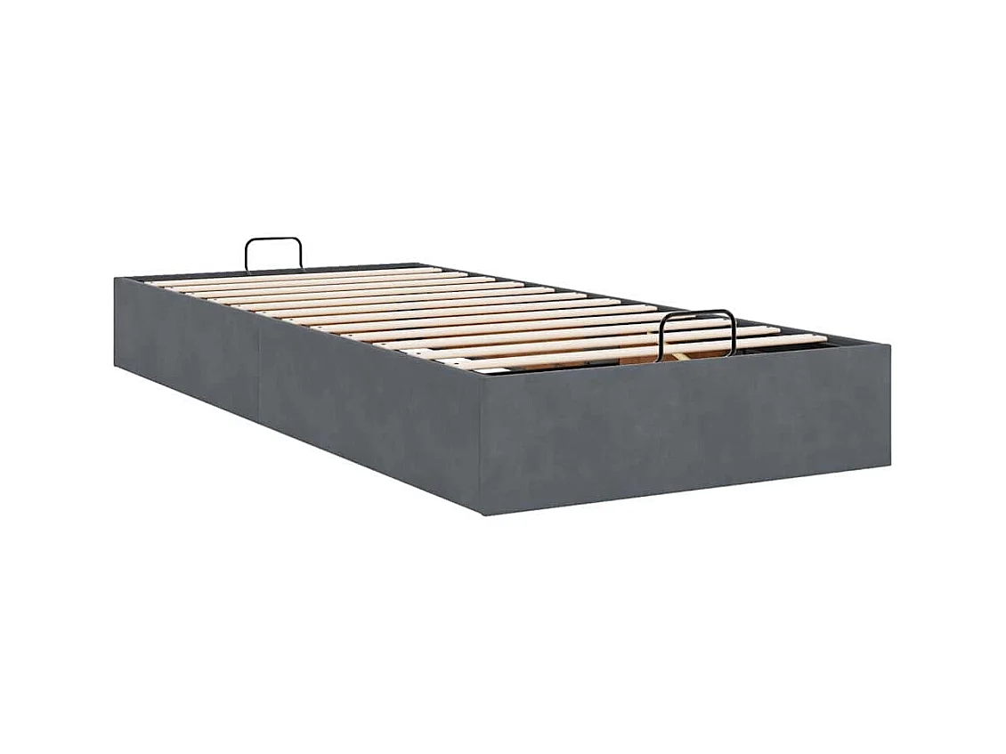 Cadre de lit ottoman sans matelas gris foncé 80x200 cm velours