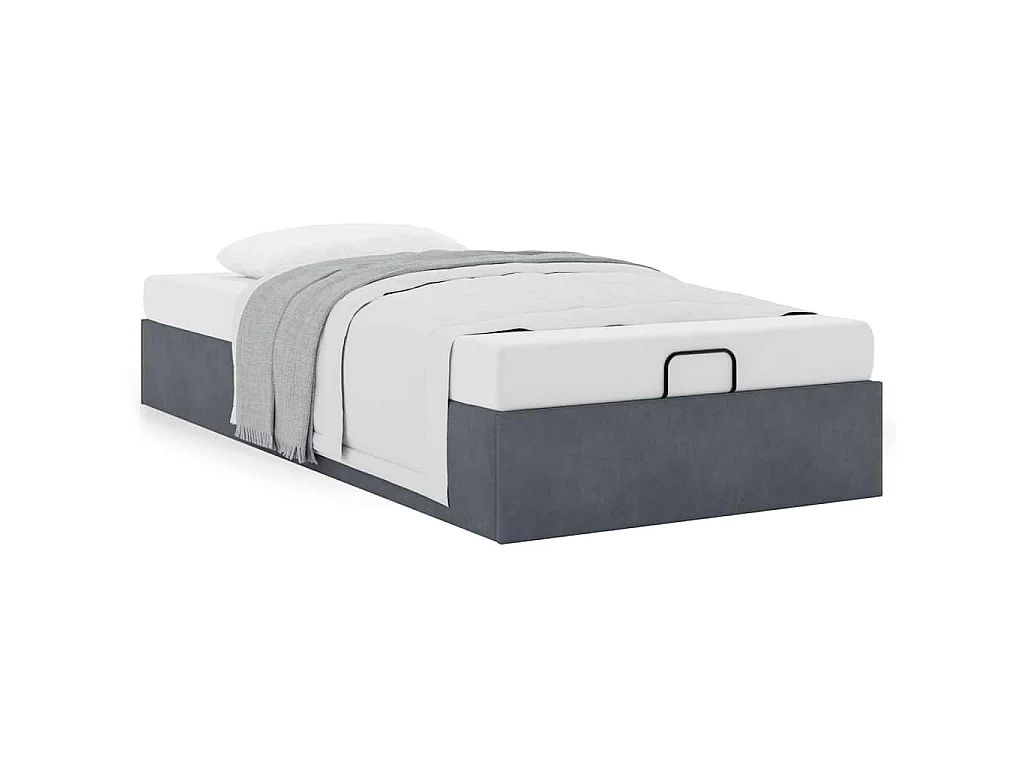 Estructura de cama otomana sin colchón terciopelo gris oscuro