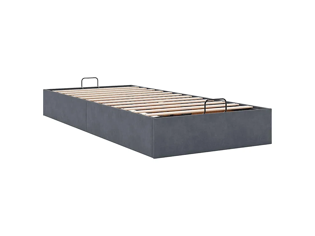 Estructura de cama otomana sin colchón terciopelo gris oscuro