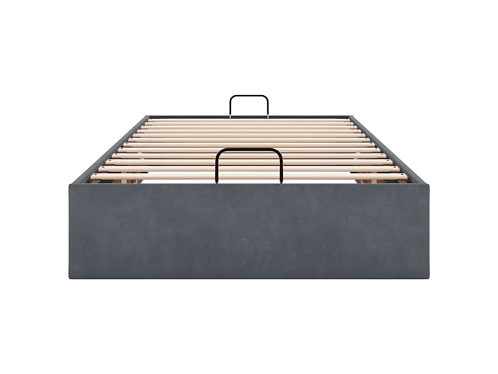 Estructura de cama otomana sin colchón terciopelo gris oscuro