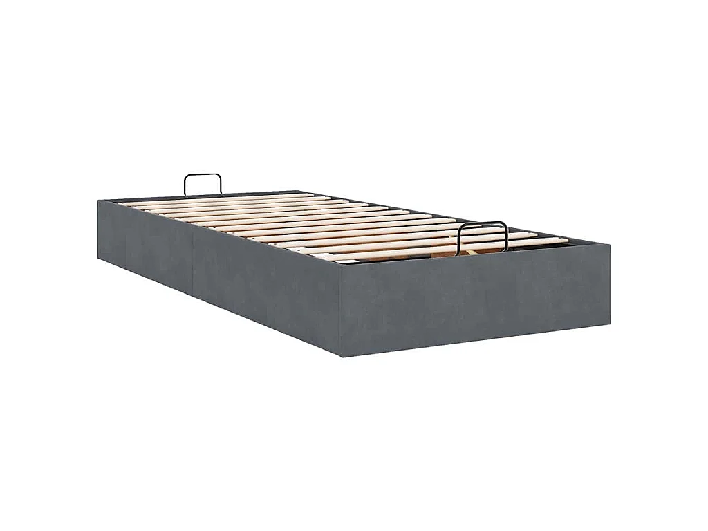 Estructura de cama otomana sin colchón terciopelo gris oscuro