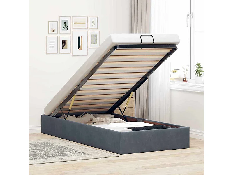 Struttura Letto Pouf Senza Materasso 80x200 cm Velluto