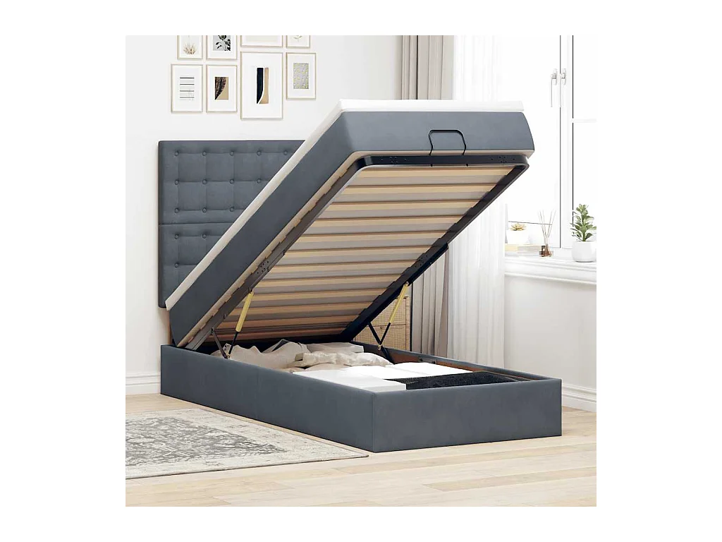 Struttura Letto Pouf con Materassi 180x200 cm in Velluto