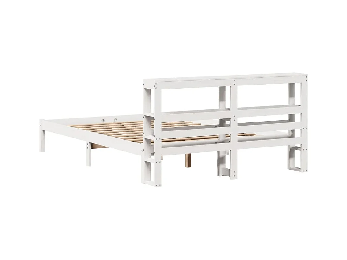 Cadre de lit sans matelas blanc 135x190 cm bois de pin massif