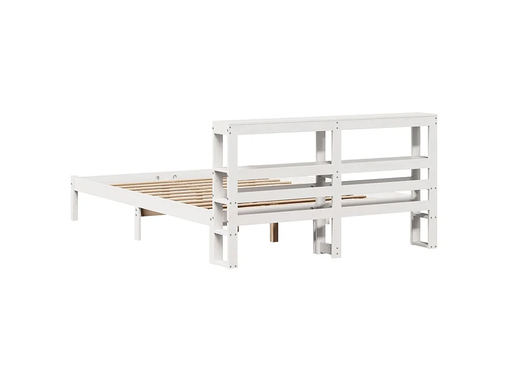 Cama sem colchão 135x190 cm madeira de pinho maciça branco