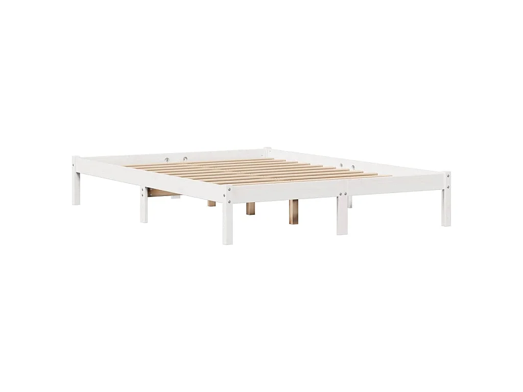 Cama sem colchão 135x190 cm madeira de pinho maciça branco