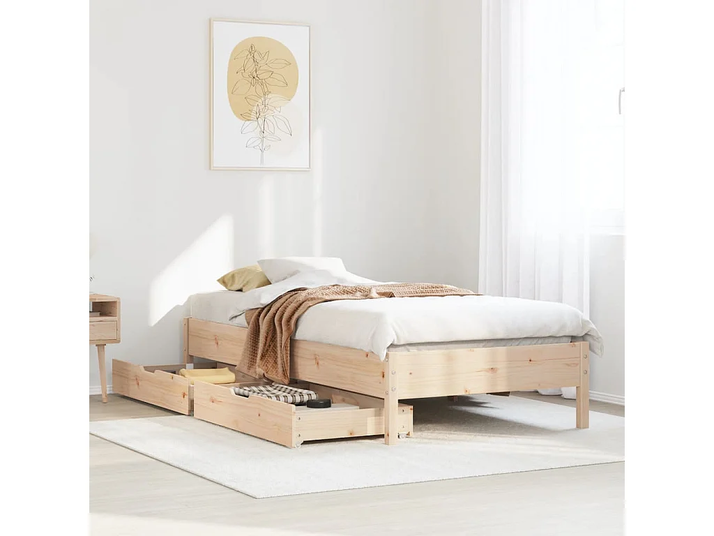 Bedframe zonder matras massief grenenhout 75x190 cm