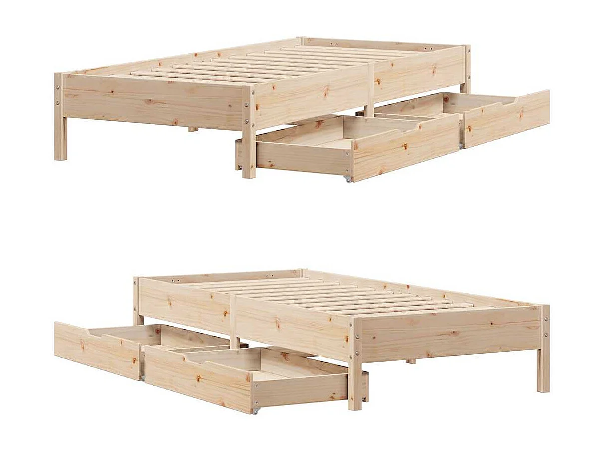 Cadre de lit sans matelas 75x190 cm bois de pin massif