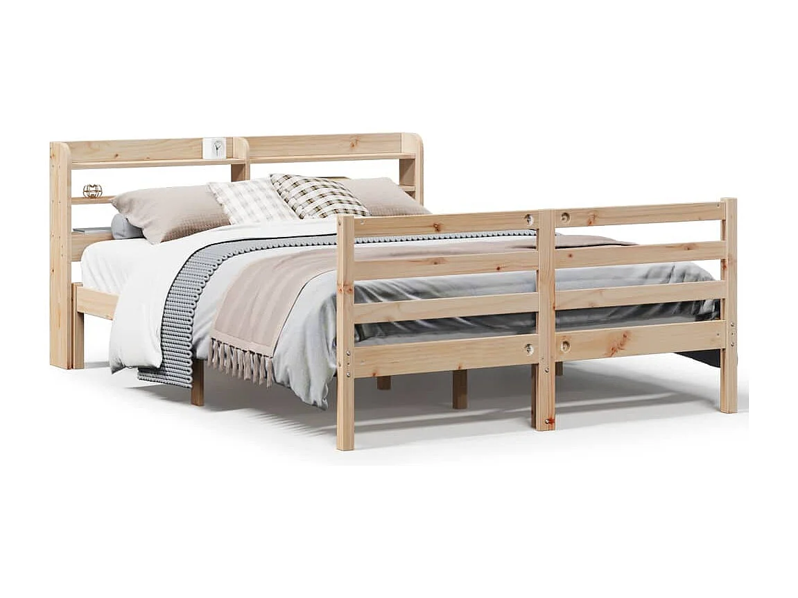 Cadre de lit et tête de lit sans matelas 135x190 cm