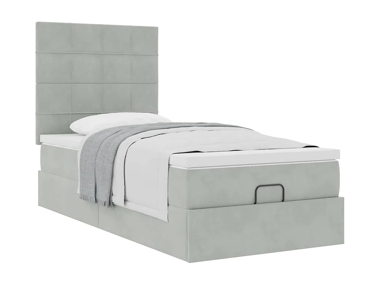 Ottoman bed met matrassen 80x200cm fluweel lichtgrijs