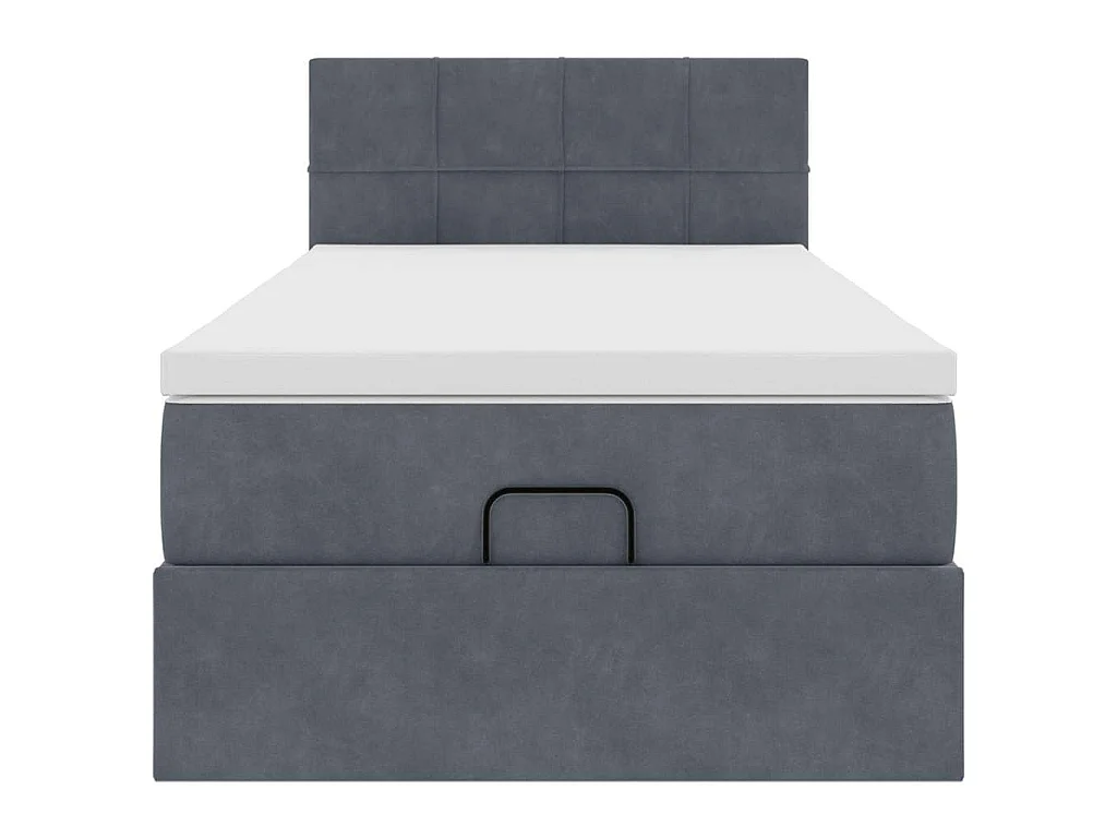 Estrutura cama otomana colchão 80x200 cm veludo cinzento escuro
