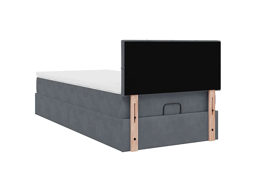 Estrutura cama otomana colchão 80x200 cm veludo cinzento escuro