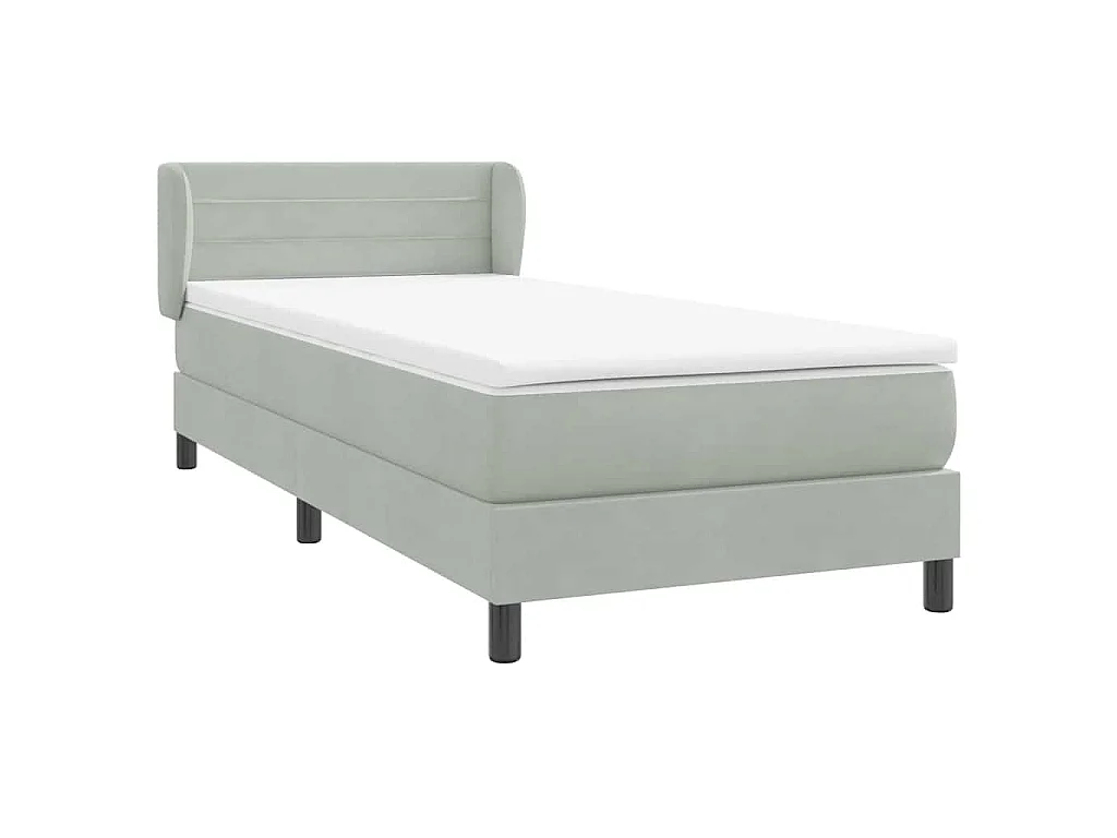 Sommier à lattes de lit et matelas gris clair 80x210 cm velours