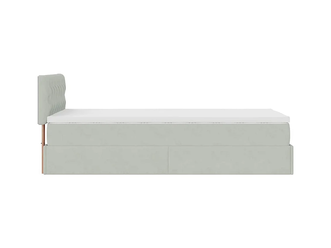 Ottoman bed met matras en LED's 80x200cm fluweel lichtgrijs