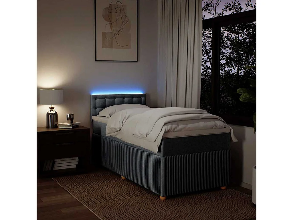 Boxspringbett mit Matratze Hellgrau 80x200 cm Stoff