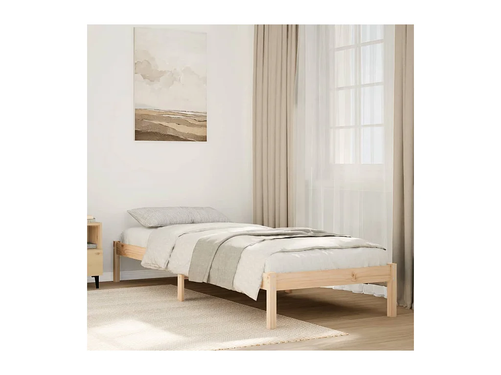 Cadre de lit extra long sans matelas 80x220 cm bois massif pin